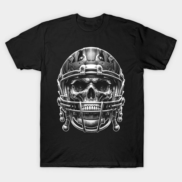 Gridiron Ghoul: Skull in Helmet T-Shirt by crazytshirtstore